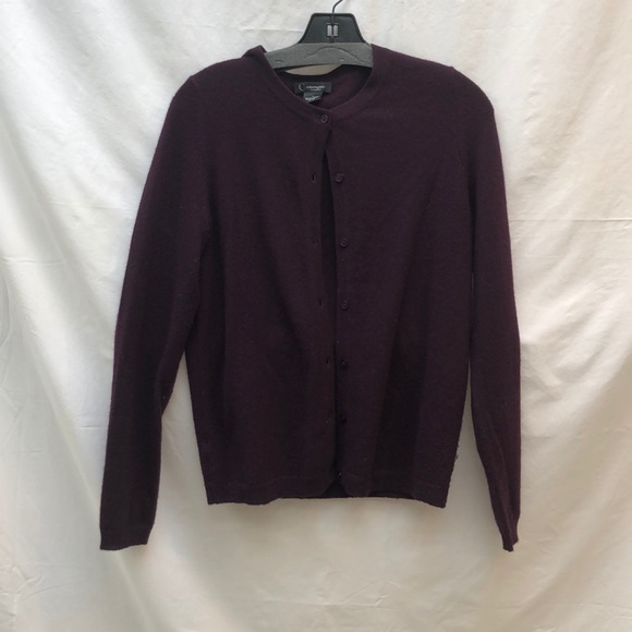 C By Bloomingdales Cashmere Wine Color Cardigan - Picture 1 of 4